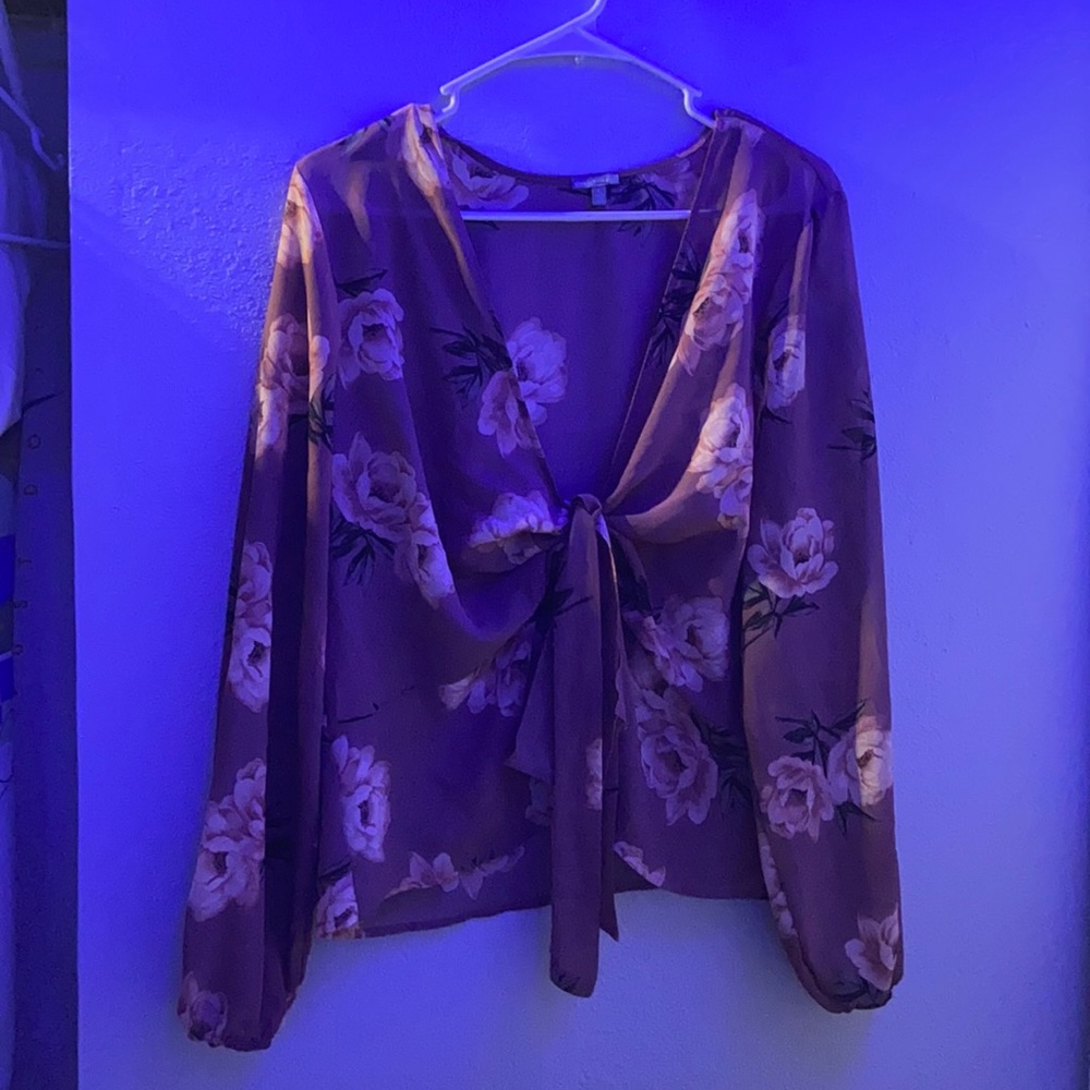 a flower see through blouse